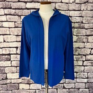 Chico's Zenergy Blue Long Sleeve Hooded Sweatshirt Size L